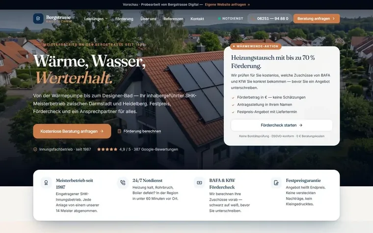 Webdesign-Beispiel Haustechnik