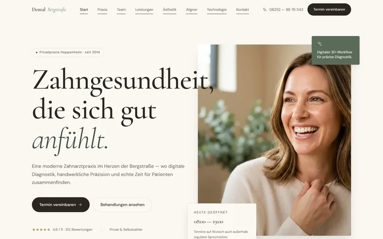 Webdesign-Beispiel Zahnarztpraxis