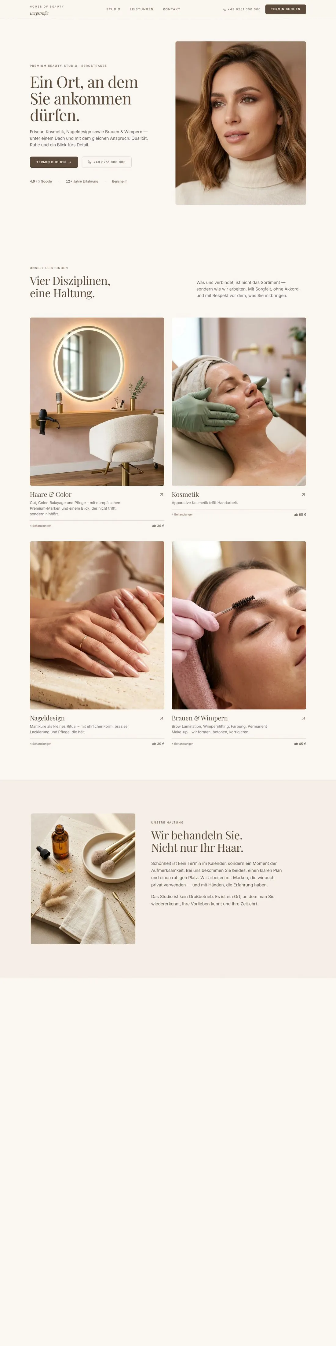 Webdesign-Beispiel Beauty-Studio