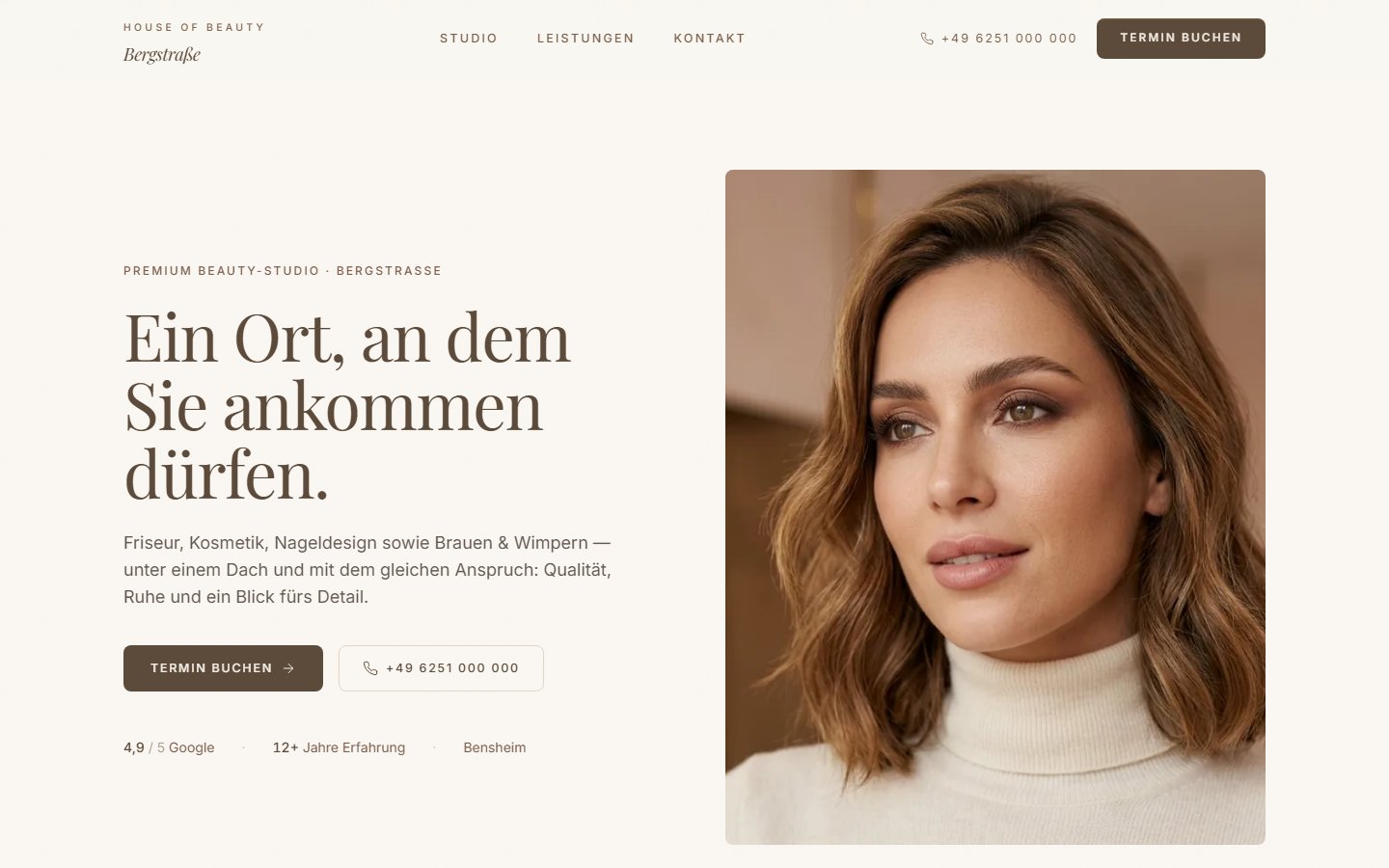Vorlage Beauty-Studio — Beauty-Website Beispiel
